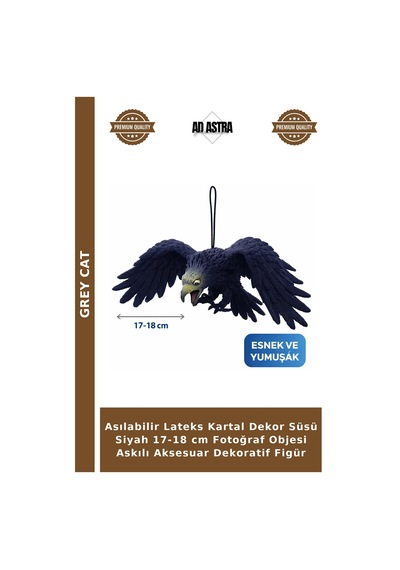 Asılabilir Lateks Kartal Dekor Süsü Siyah 17-18 Cm Fotoğraf Objesi Askılı Aksesuar Dekoratif Figür