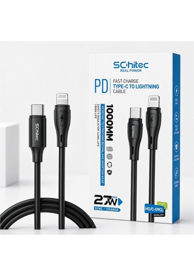 Schitec Type-c To Lightning 27w Pd Hızlı Şarj Ve Data Kablosu 1metre Siyah Hg/c-09cl