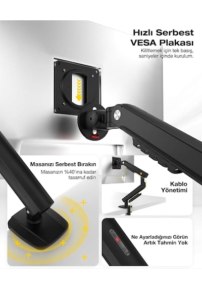 North Bayou Nb Ergonomic A5-b 17''-32'' Tek Kol 2-9 Kg Vesa Uyumlu Monitör Standı Yeni Model