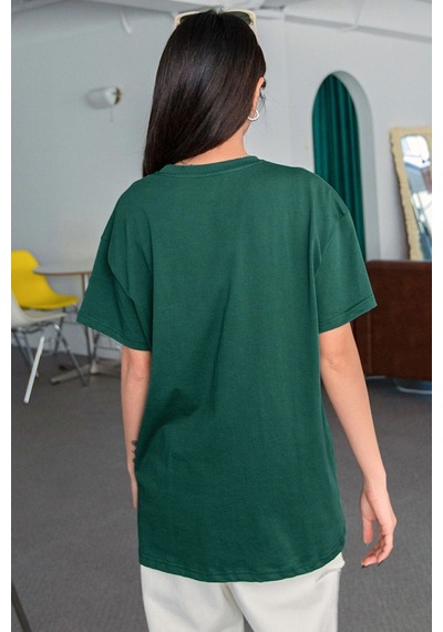 Uyguntarz Unisex More Love Baskılı Oversize Tshirt Yeşil