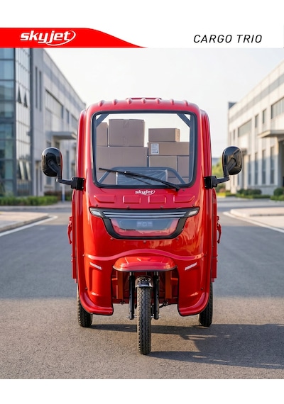 Skyjet Cargo Trıo 3 Tekerli Elektrikli Motosiklet Kirmızı