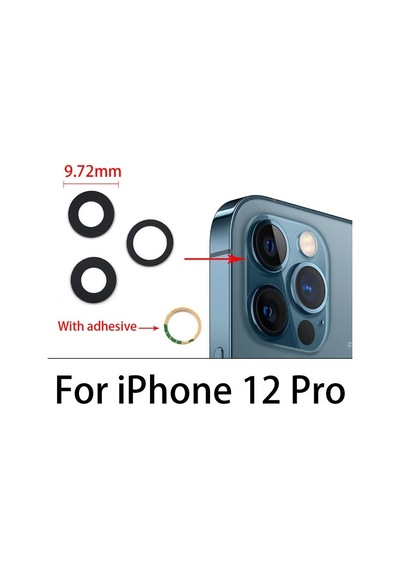 Tkgz Apple Uyumlu iPhone 12 Pro Arka Kamera Camı Lens Yapışkanlı