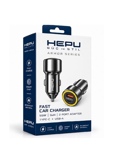 Hepu Hp-ad06 55w Hızlı Şarj Araç Şarj Cihazı 2 Port Siyah