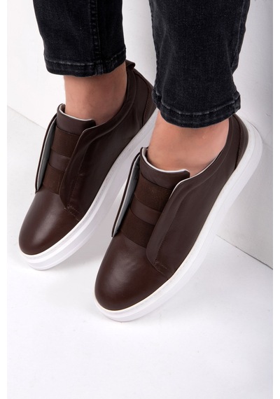 Ducavelli Espo Erkek Hakiki Deri Sneaker, Lastikli Sneaker, Hakiki Deri Sneaker, Erkek Sneaker Kahverengi