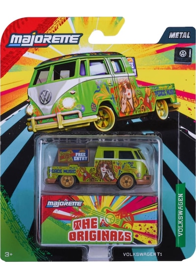 Majorette Volkswagen Deluxe Car 1:64 Volkswagen T1 Yeşil Çok Renkli