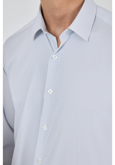 İmza Beyaz Sert Yaka Cepsiz Gabardin Uzun Kol Slim Fit Esnek Gömlek 1004250231 Beyaz