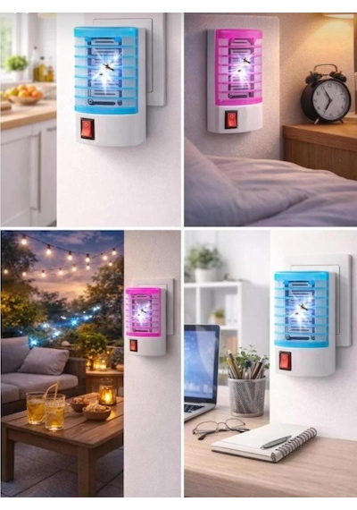 Shop Elektrikli Sinek Savar - Uv Işıklı Priz Tipi Sessiz Böcek Öldürücü Cihaz - Sinek Kovucu Gece Lambası