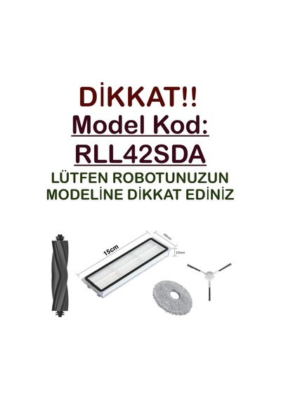 Dreame L40 Model Kod:rll42sda / L40 Plus Robot Süpürge Uyumlu Fırça, Hepa Filtre, Mop Seti-9 Parça
