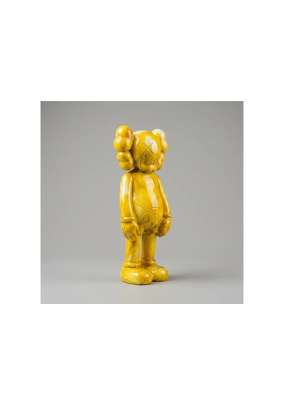 Kaw Tarzı Sarı X Gözlü El Boyaması Dekoratif Figür Heykel 26 Cm