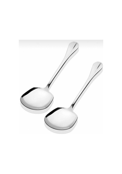 2 Adet Pratik 21 Cm Paslanmaz Çelik Lüx Servis Salata Kaşığı Spatula Çelik Yemek Servis Kaşık Gümüş Gümüş