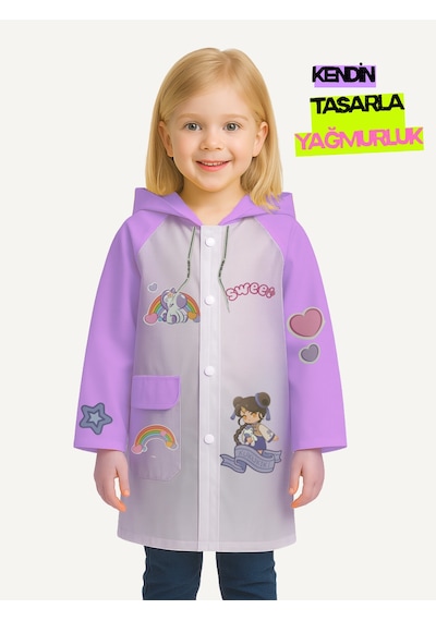 Casabony Lila Kendin Tasarla Kız Çocuk Yağmurluk Lila