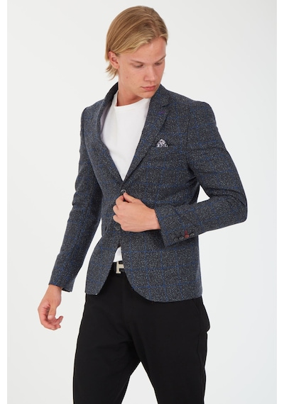 Sposo 5135 Dar Kalıp Kareli Koyu Gri Erkek Blazer Ceket Koyu Gri