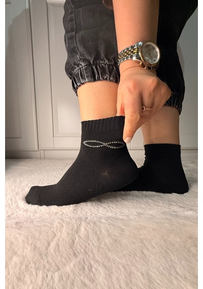 Ozzy Socks 3 Çift Kadın Taş Detaylı Dikişsiz & Takviyeli Patik Çorap Bordo