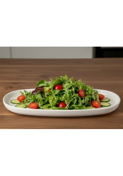 6 Kişilik Nodric Kenar Oval Kayık Salata Tabağı 25cm Krem Rengi