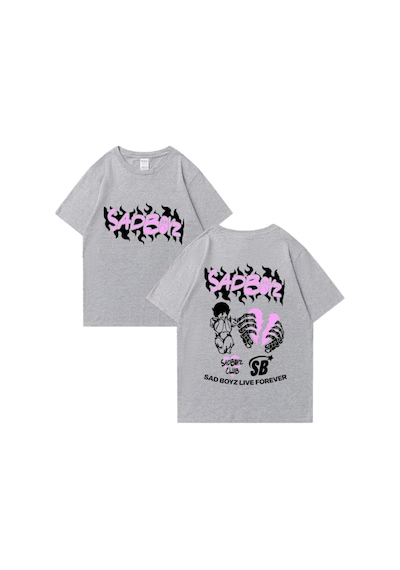 Flood Of Style Junior H Sad Boyz Grafik T-shirt Erkek Kadın Harajuku Yüksek Kalite Kısa Kollu Sokak H Gri