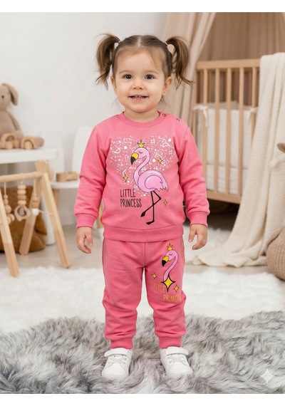 İkili Basklı Bebe Takımı Koyu Pembe