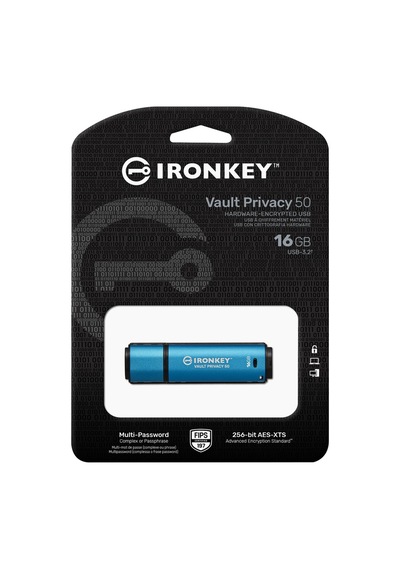 Kingston IronKey Vault Privacy 50 IKVP50/16 GB AES-256 EncryptedF IPS USB 3.2 Bellek