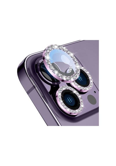 Buff Apple Uyumlu iPhone 14 Pro / 14 Pro Max Diamond Lens Koruyucu Pembe