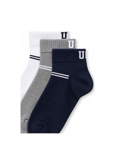 UCLA Brennus 3'lü Lacivert Gri Beyaz Uzun Pamuklu Jakarlı Standard Fit Unisex Çorap Lacivert-gri-beyaz