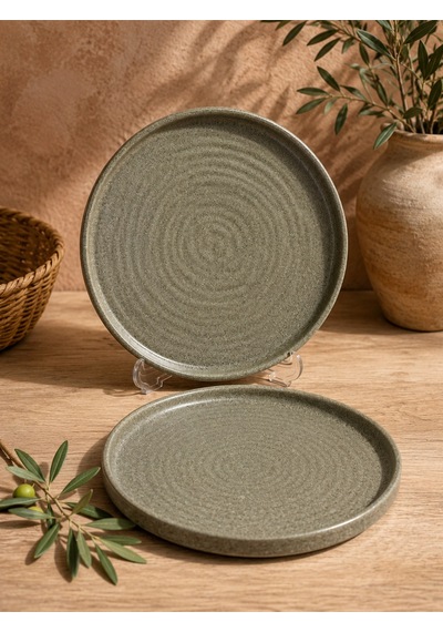 2'li Adelfa Ripple Düz Tabak 21 Cm Kahvaltılık Sunum Tatlı Sunum Pasta Servis Gourmet Sunum Çok Renkli