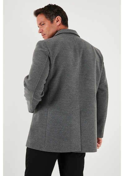Buratti Slim Fit Apaş Yaka Astarlı Kaşe Erkek Kaban 584K1217 Açık Gri