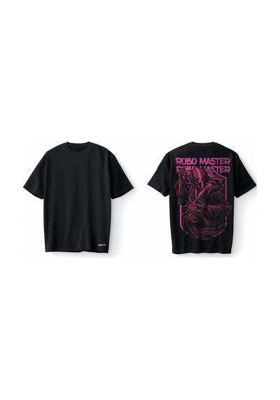 Bumeta Robo Master Streetwear Oversize Unisex Tişört T-shirt Siyah