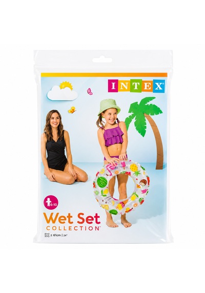 Intex Şeffaf Meyve Desenli Çocuk Deniz Simidi 61 Cm Renkli Şişme Yüzme Simidi