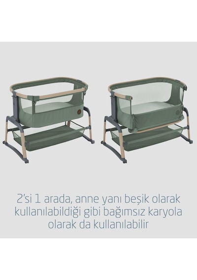 Maxi-Cosi Iora Air Sallanabilen Ahşap Görünümlü Anne Yanı Beşik Beyond Green