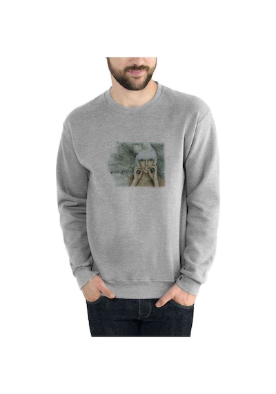 Lady Gaga Alejandro Baskılı Gri Erkek Örme Sweatshirt