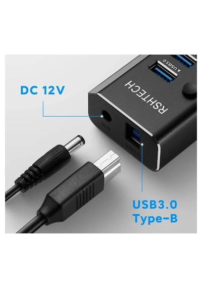Alüminyum 5 Gbps 10 Port Usb 3.0 Data Hub 12w 3a Power Adaptör Çevirici Dönüştürücü 10 Girişli