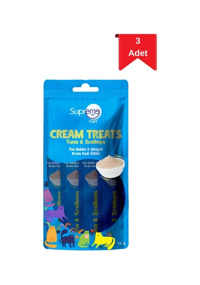 Supreme Cat Ton Balıklı Ve Ve Midyeli Krema Kedi Ödülü 4'lü 14 Gr X 3 Paket