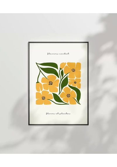 Çerçevesiz Poster Sarı Çiçek Deseni