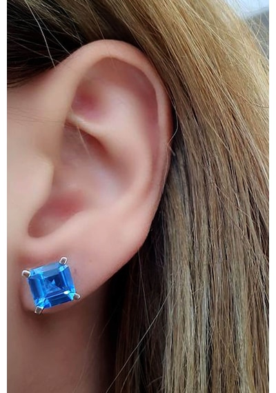 Sky Diamond Blue Creative Sapphire 925Ayar Gümüş Kare Tek Taş Küp