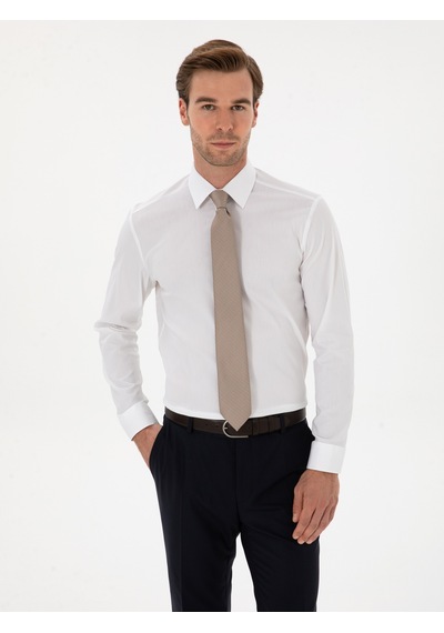 Cacharel Beyaz Slim Fit Pamuk Karışımlı Gömlek