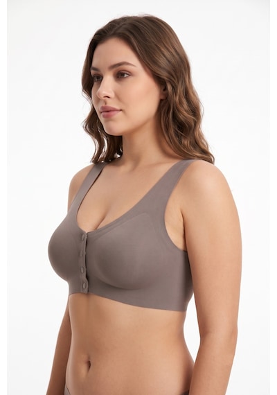 Missvera Kadın Lazer Kesim Önden Çıtçıtlı Pedli Sütyen Bgl-st05636 VİZON
