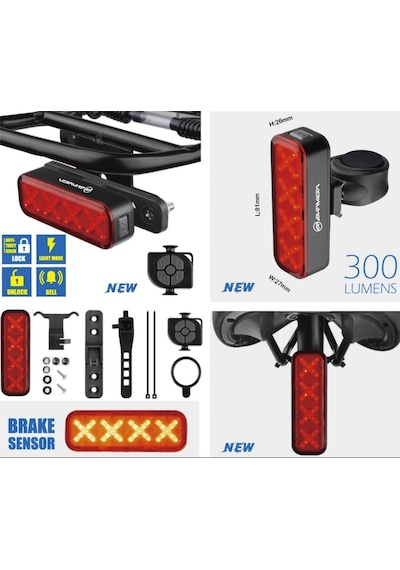 Briviga Lw-r300 Usb Şarjlı 300 Lümen Akıllı Arka Lamba Fren Sensörü Siyah