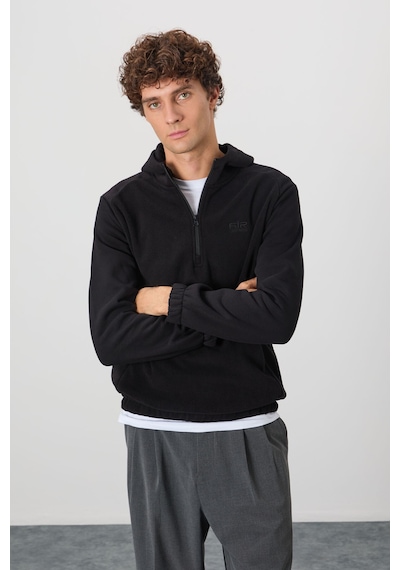 Air Jones Tommy Life Ruby Siyah Standart Kalıp Polar Erkek Sweatshirt - 88300 Siyah