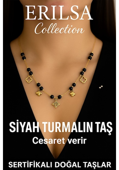 Sertifikalı Siyah Turmalin Doğal Taş Charm Kolye  Blokajını Temizler Ve Cesaret Verir Çok Renkli