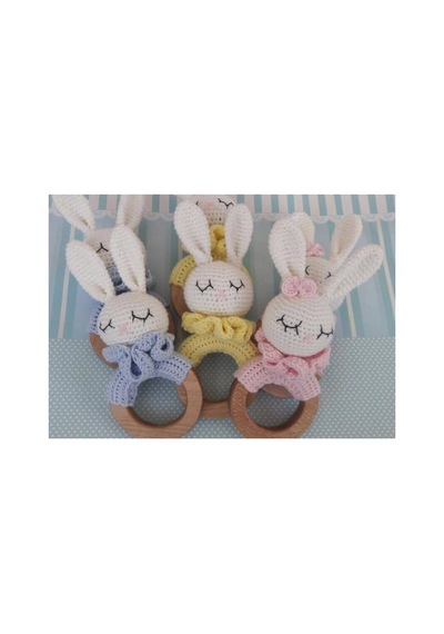 Ahşap Oyuncaklı Orgülü Diş Amigurumi Kaşıyıcı Çok Renkli