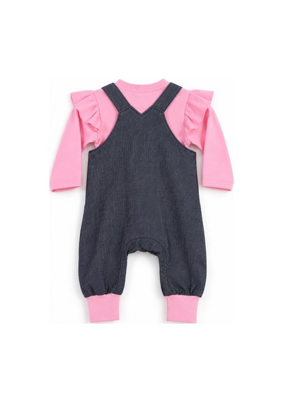 Babyhola Bayramlık Kız Bebek Çocuk Flamingo Bayramlık Salopet Badi Takım 23388 Pembe