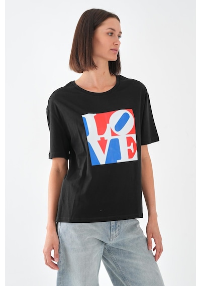 Alexandergardı Baskılı Basic Kadın T-shirt Siyah