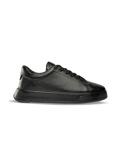 Hatemoğlu Casual Bağcıklı Erkek Deri Sneakers - Siyah