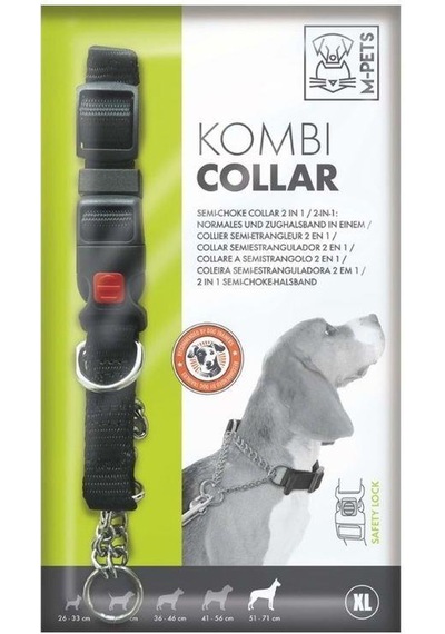 M-pets Kombi 2in1 Köpek Eğitim Tasması Siyah Xl