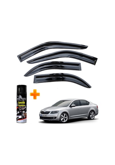 Skoda Octavia A7 Mügen Cam Rüzgarlığı 2013-2020 Arası 4 Lü Takım +500ml Lastik Parlatıcı