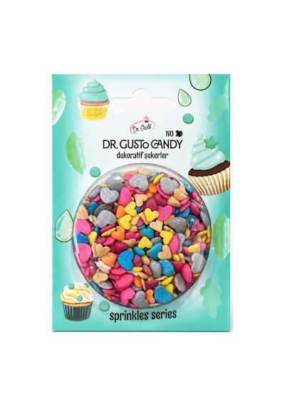 Dr. Gusto Candy Minik Kalp Karışık Renkli Pasta Süsleme Şekeri
