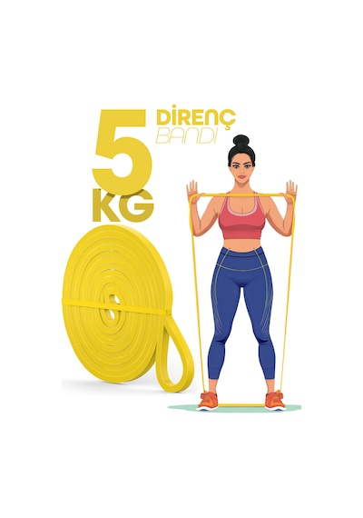 5kg Barfiks Lastiği Gym Resistance Band Antrenman Kas Geliştirme Bandı Sarı Hafif