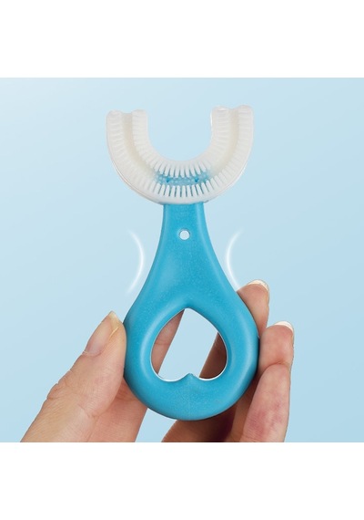 Sones U Şeklinde Çocuk Bebek Elde Tutulan Yumuşak Diş Fırçası Fırçalama Eseri 2-6 Yaş Arası Mavi