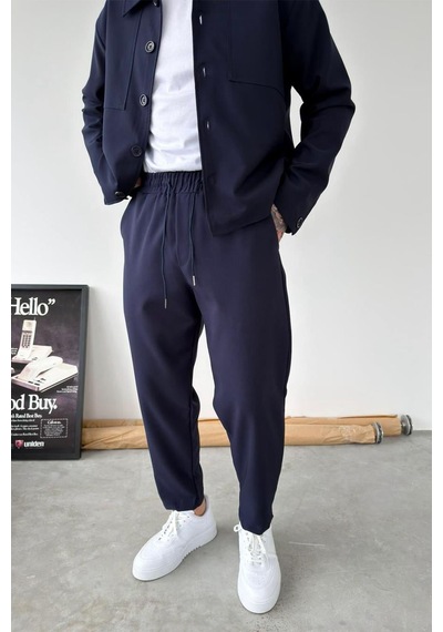 Lacivert Basic Boyfriend Kumaş Pantolon Lacivert