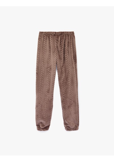 Koton Beli Lastikli Rahat Kesim Dokulu Pijama Altı Vizon 6wlk40073mk Vizon