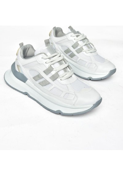 Fox Shoes S973017604 Beyaz/gri Kumaş Sper Ayakkabı Sneakers Beyaz - Gri